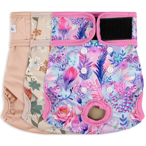 Image of Washable Reusable Female Dog Period Diapers for Heat Doggie Puppy Diapers for Female Dogs, M