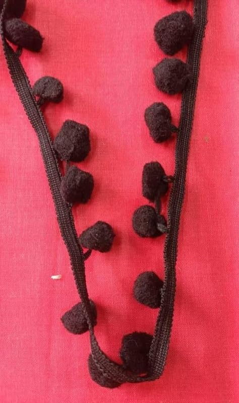 Decorative Multi Pom Pom Lace – 9 Meter Trim for Sarees, Suits & Blouses Black Free Size 2