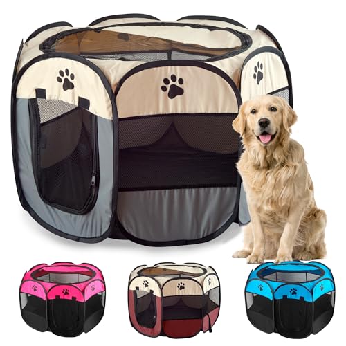 JUPPLIES Parque para Perros Pequeños y Medianos Plegable 114 x 114 x 58cm - Jaula Perro, Gato, Cachorro, Conejo - Corralito para Perros y Mascotas Ideal para Juegos - Gris