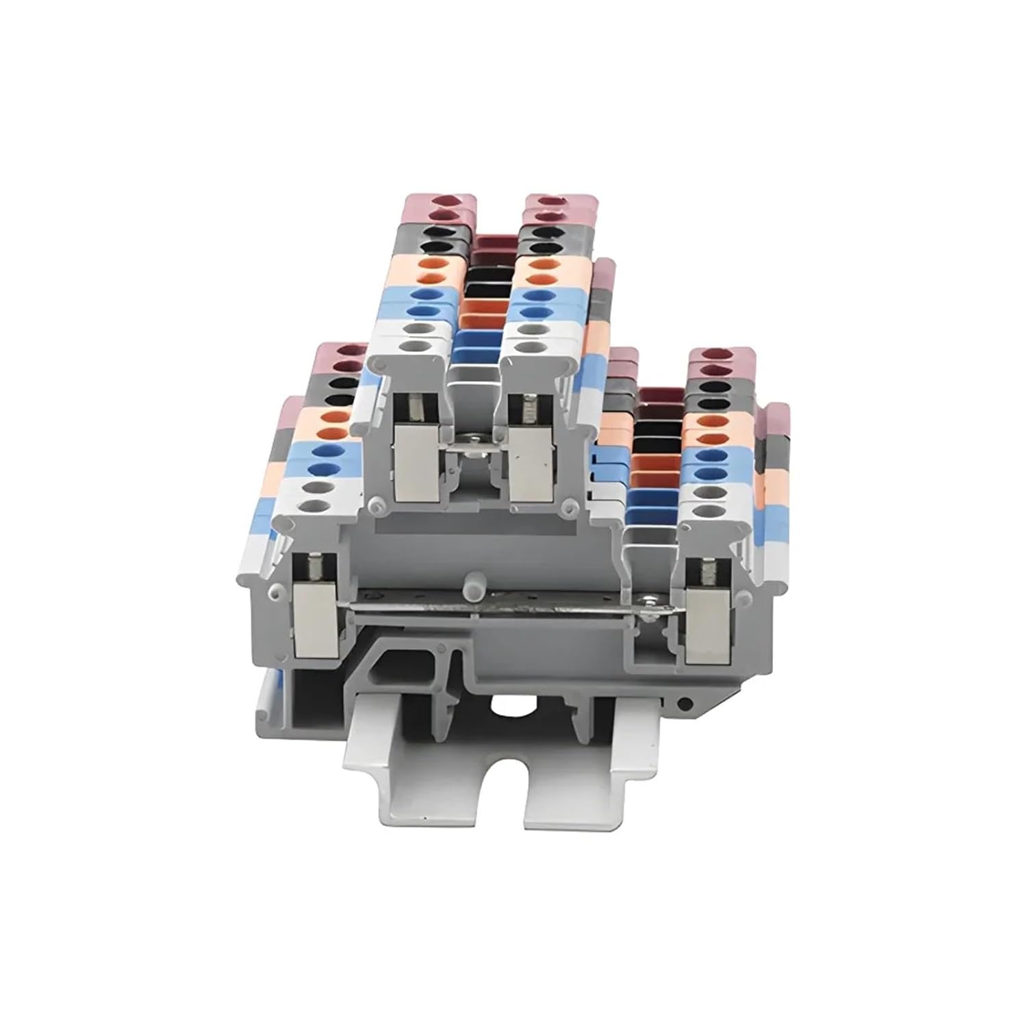 50Pcs MBKKB-2.5 Din Rail Terminal Block Double Layer 24-12AWG 2.5mm Screw Connection Electrical Wire Conductors MBKKB2.5(Gray)