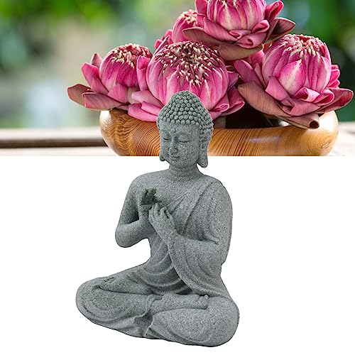 Hztyyier Buddha Statue Entrance Decoration Garden Green Home Ornament Landscape Living Room Figurine Zen Room Sculpture Fish Tank Decorative Sandstone Backyard (7135K-01) - Image 3