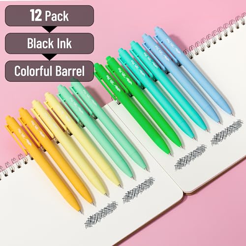 Image of Mr. Pen- Retractable Gel Pens, 12 Pack, Black Ink, Fresh Color Barrels | Fine Point 0.5mm, Fast Dry, Smooth Writing, Cute Pens for Drawing, Writing Planner and School Supplies