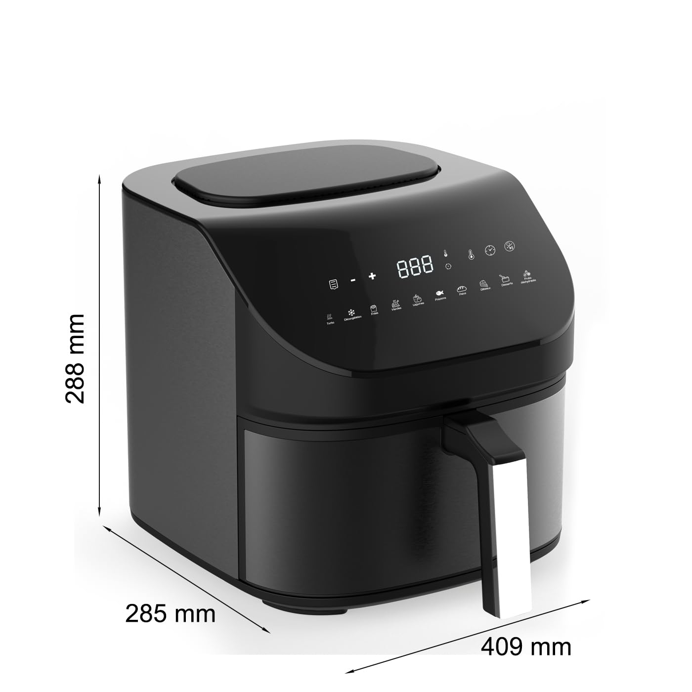 LITTLE BALANCE 8704 Crousty Light XL, Frytkownica bezolejowa, Air Fryer, 10 predefiniowanych programów, 7 litrów dla 6 osób, 1600 W, czarna
