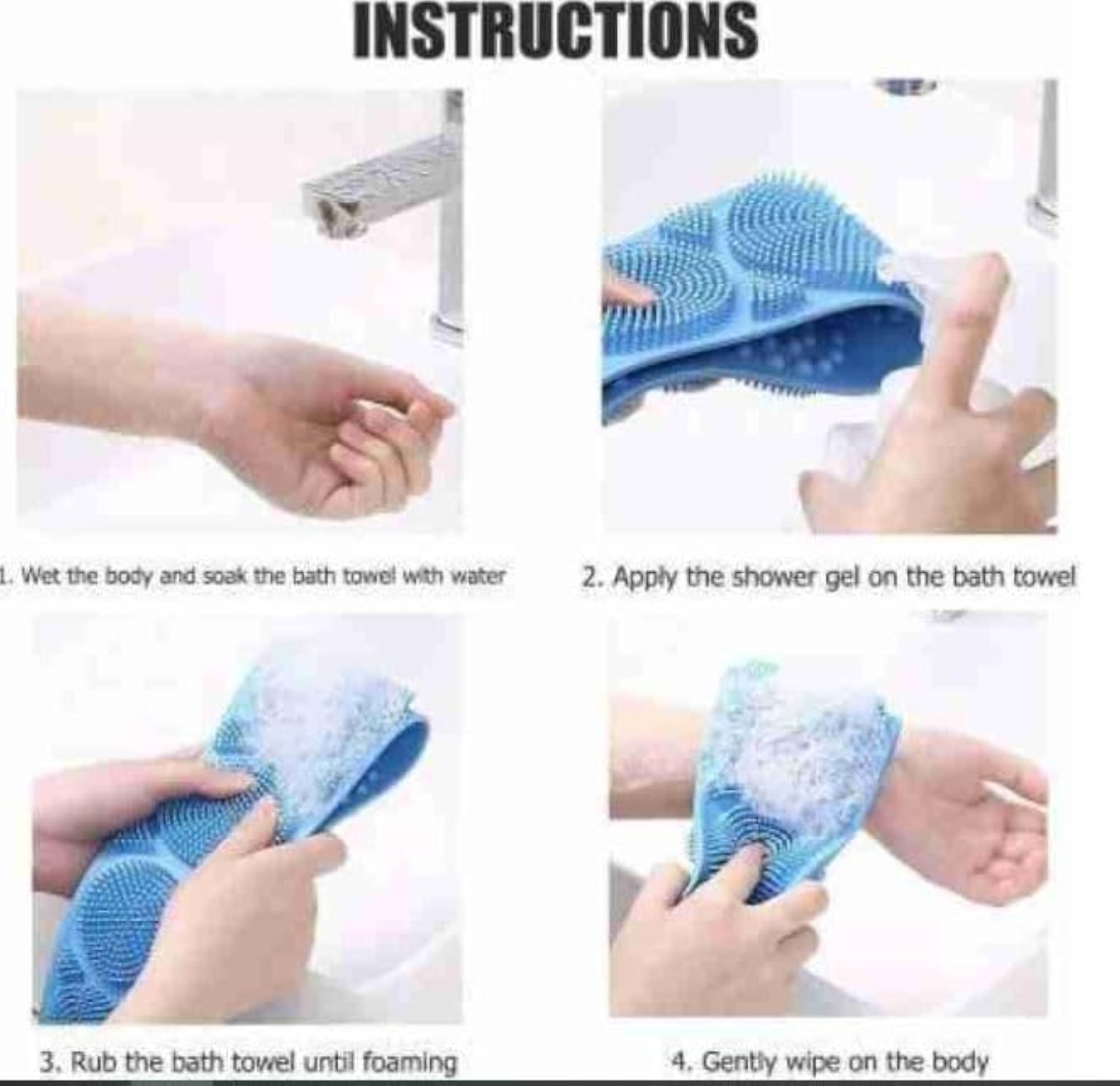Silicone Bath Body Brush/Scrubber Belt, Multicolor
