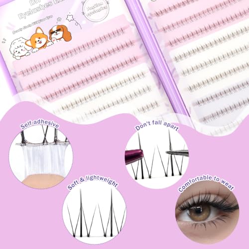 Image of MAYCREATE 240PCS Self Adhesive Bottom Lash Clusters Lower Lashes DIY Eyelash Extensions Wispy Natural Look Clear Band False Lashes Individual Bottom Fake Eyelashes With Tweezer