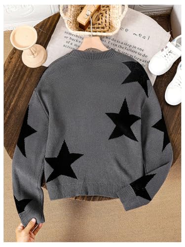 COZYEASE Girl's Star Graphic Sweaters Crew Neck Long Sleeve Knit Pullover Tops Casual Jumper Knitwear2