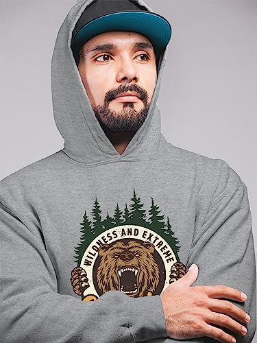 Sweat à capuche pour le camping imprimé Camper Ours pull sauvage gris mélangé M - 2