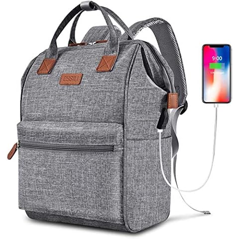marcello Travel Laptop Backpack, Wide Open Work Bag Lightweight Laptop Bag with USB Charging Port, Anti Theft Business Backpack, Water Resistant School Rucksack Gifts for Men Women (15.6", Grey) Cover