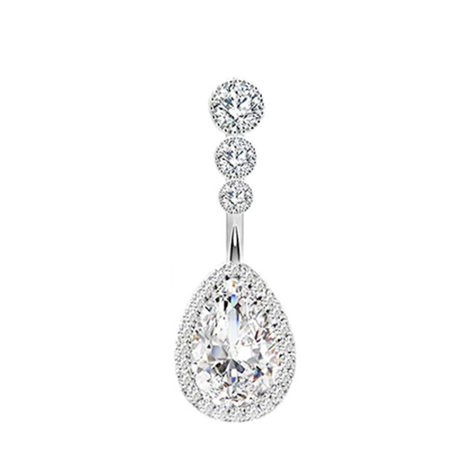 Nabelpiercing Chirurgenstahl, Bauchnabelpiercing Set 14 Gauge Schmuck Silber Herzblume und Runder Weißer Zirkonia 8 Stück