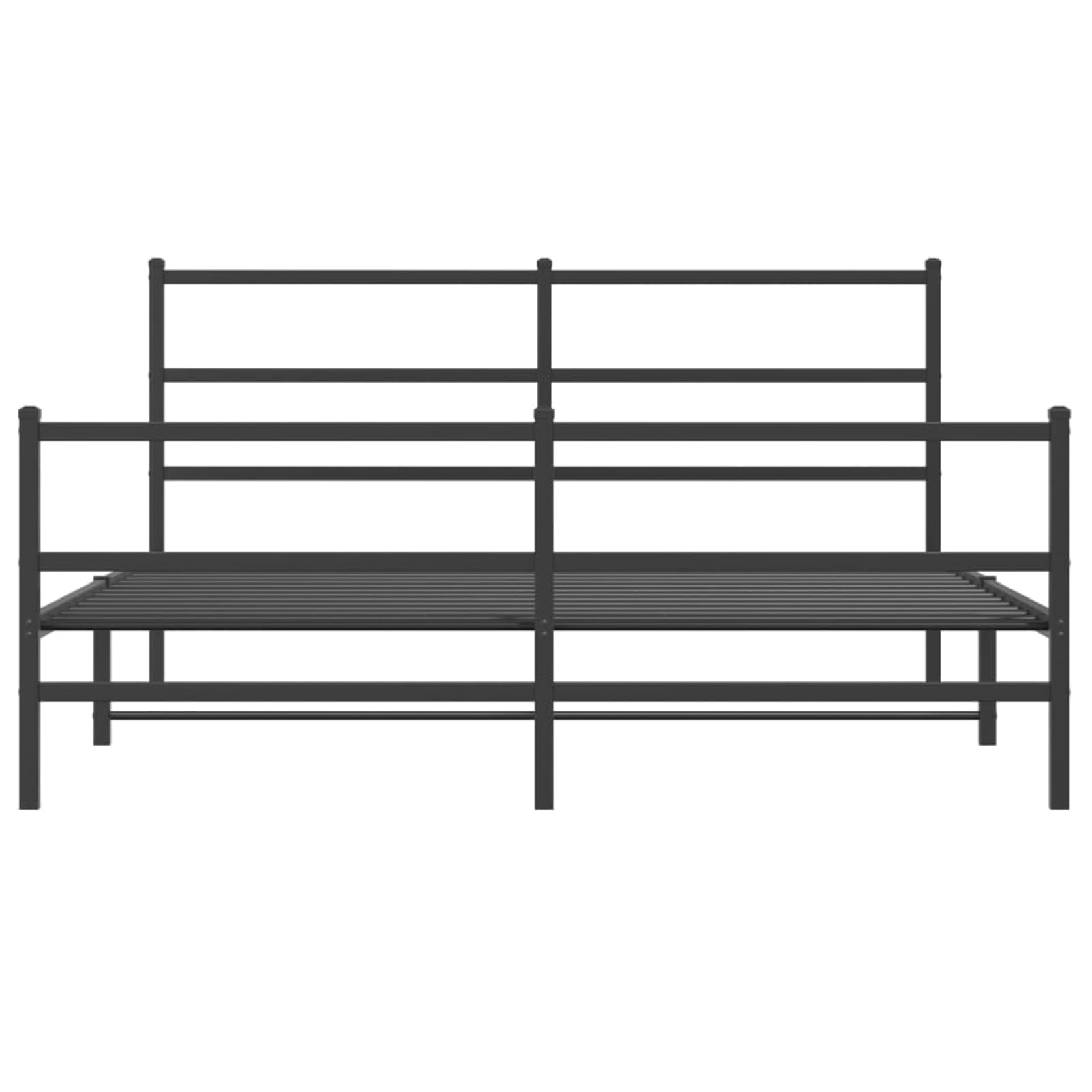 WGYHOME Metalowa rama łóżka, 150 x 200 cm, czarna, malowana proszkowo, z zagłówkiem i podnóżkiem, dla dorosłych, do sypialni