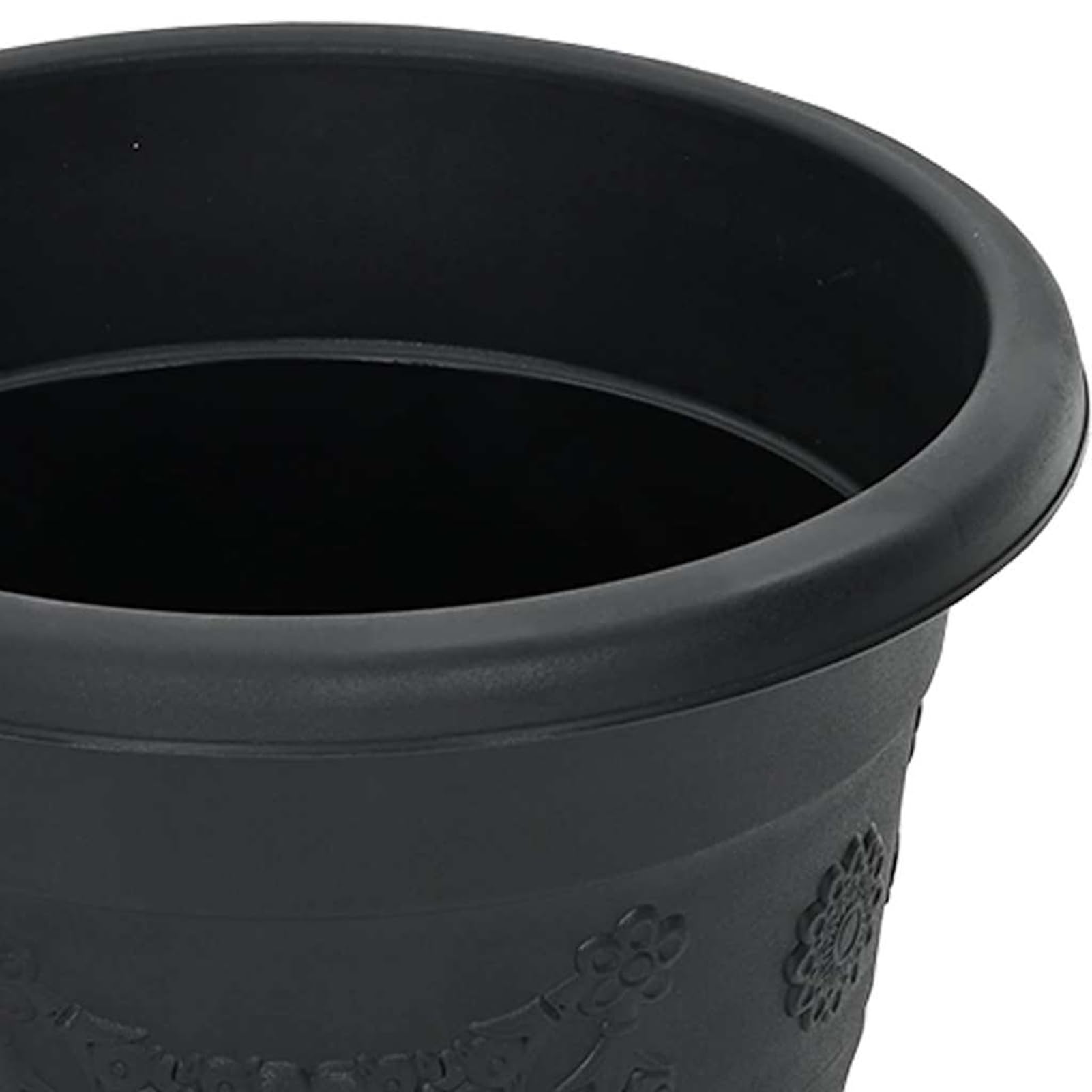 Runder Blumentopf Schwarz - Moderner Kunststofftopf mit Entwässerungslöchern 42020288