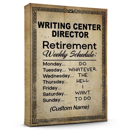 Custom Name Writing Center Director Retirement Gift, Writing Center Director Canvas Wall Art, Retirement Birthday Gifts, Retirement Decorations for Men Women 7AZ3116