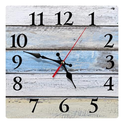 Image of astylishome Silent Wall Clock Clocks Non Ticking - Blue Grey Abstract Painting Vintage Round Decor for Home Kitchen Living Room Office Battery Operated 12 Inch 0604