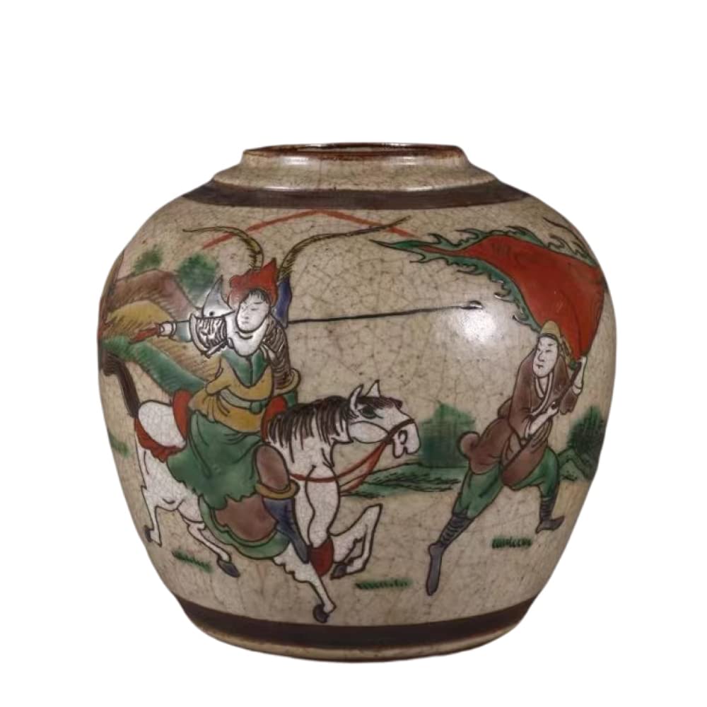 asdchZen Ceramic Colorful Vases Ginger Jar For Home Decor, Temple Jar Enamel Imitated Antique Vase Traditional Chinese Porcelain Dried Flower Vases Decoration-A:16.5 Cm