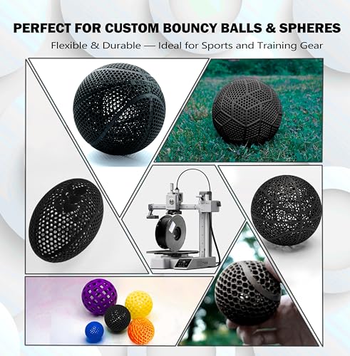 Image of FlexiTough Flexible Filament Specifically for Printing Real-Game Bouncy Airless Basketball,1.75mm,1KG (2.2lbs), Black
