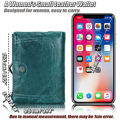 Small Bifold Wallet for Ladies, RFID Blocking Card Holder, Women's Genuine Leather Coin Purse with Kiss-Lock Pocket3