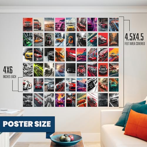 Image of Wallgasm Paper Vintage And Modern Cars Poster Set - Set Of 54, 4 X 6 Inches | Collage Kit | Posters For Room, Office Decor And Dorm Room Decor | Car Poster | Car Aesthetic