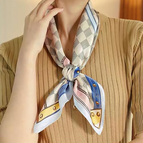 Silk Scarf Women Square Scarf Vintage Horse Pattern Lightweight Satin Small Scarf Neckerchief Bandanas Hairband2