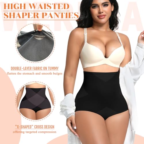 Image of Werena Tummy Control Shapewear Panties for Women Panty Girdle High Waisted Body Shaper Cross Shaping Underwear