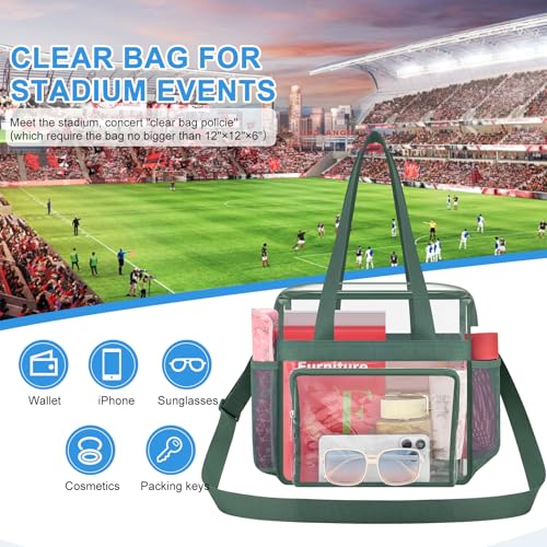 Image of Busiuw Clear Bag for Stadium Events, Stadium Approved 12x12x6 Clear Tote Bag for Sport Fan, Work Concert Travel