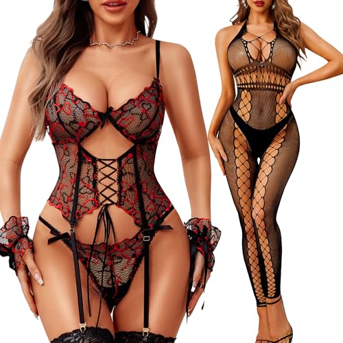 Ensemble de lingerie sexy et body en résille pour pimenter vos nuits en couple