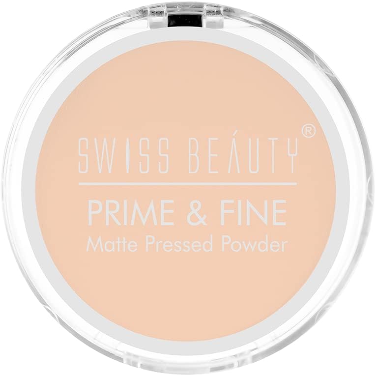 Swiss Beauty Prime & Fine Matte Pressed Powder For All Skin Types, Face Makeup, Shade- 01 Classic Ivory, 8g
