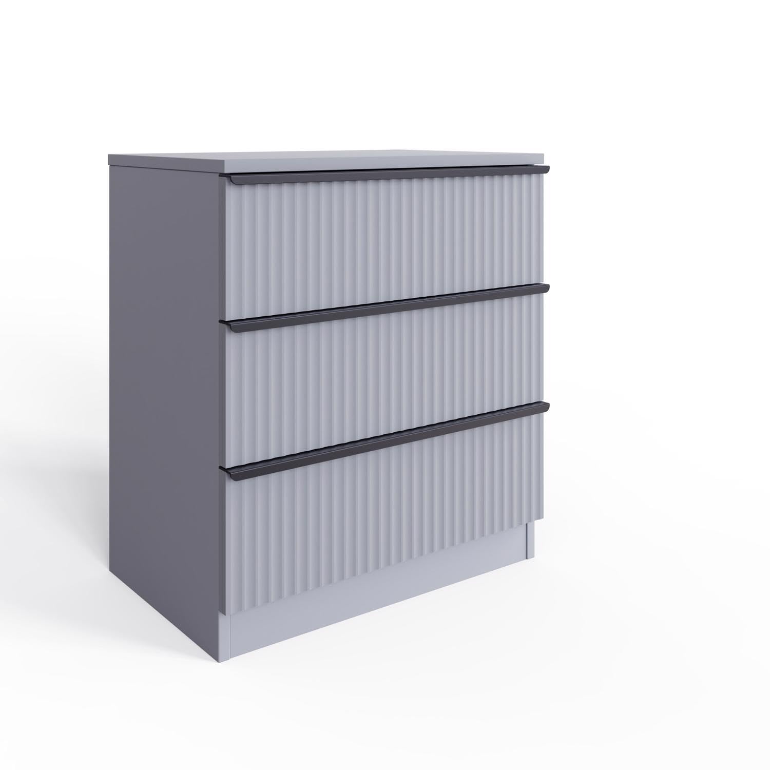 FWStyle Larnia Matt Grey 3 Drawer Chest of Drawers Bedroom Storage 60cm