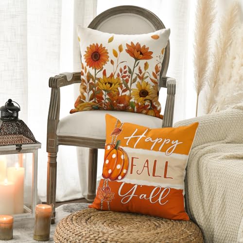 Housse de coussin automne déco citrouille pour cocooning au salon