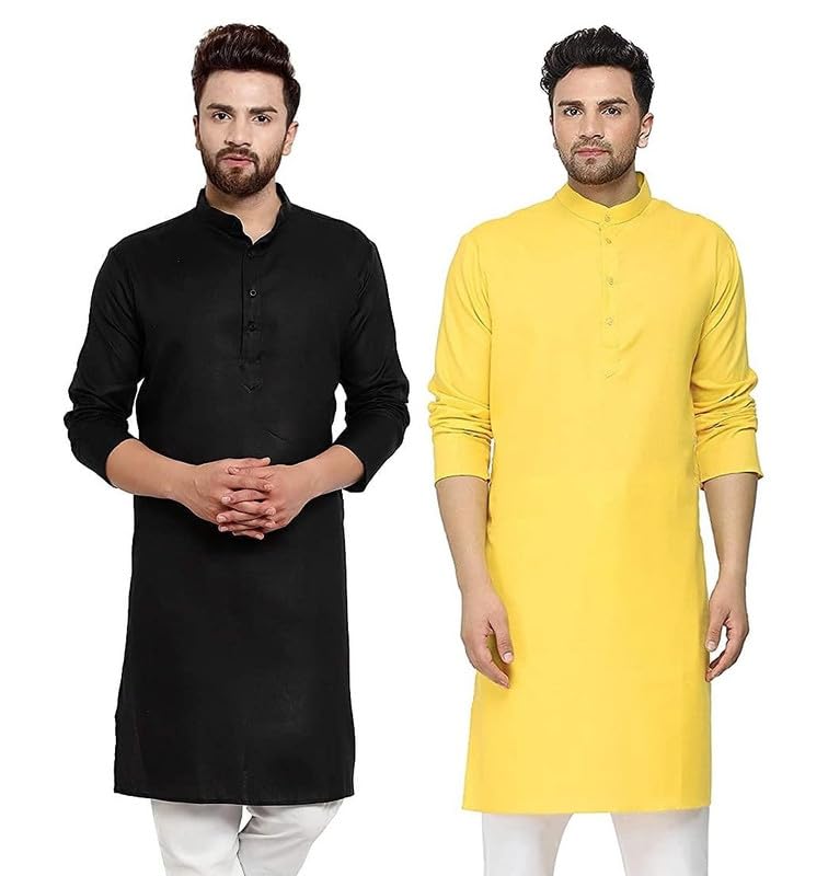 Image of WESTCORE Men's Cotton Kurta Combo - Pack of 2 | Traditional Ethnic Wear for Festivals & Celebrations
