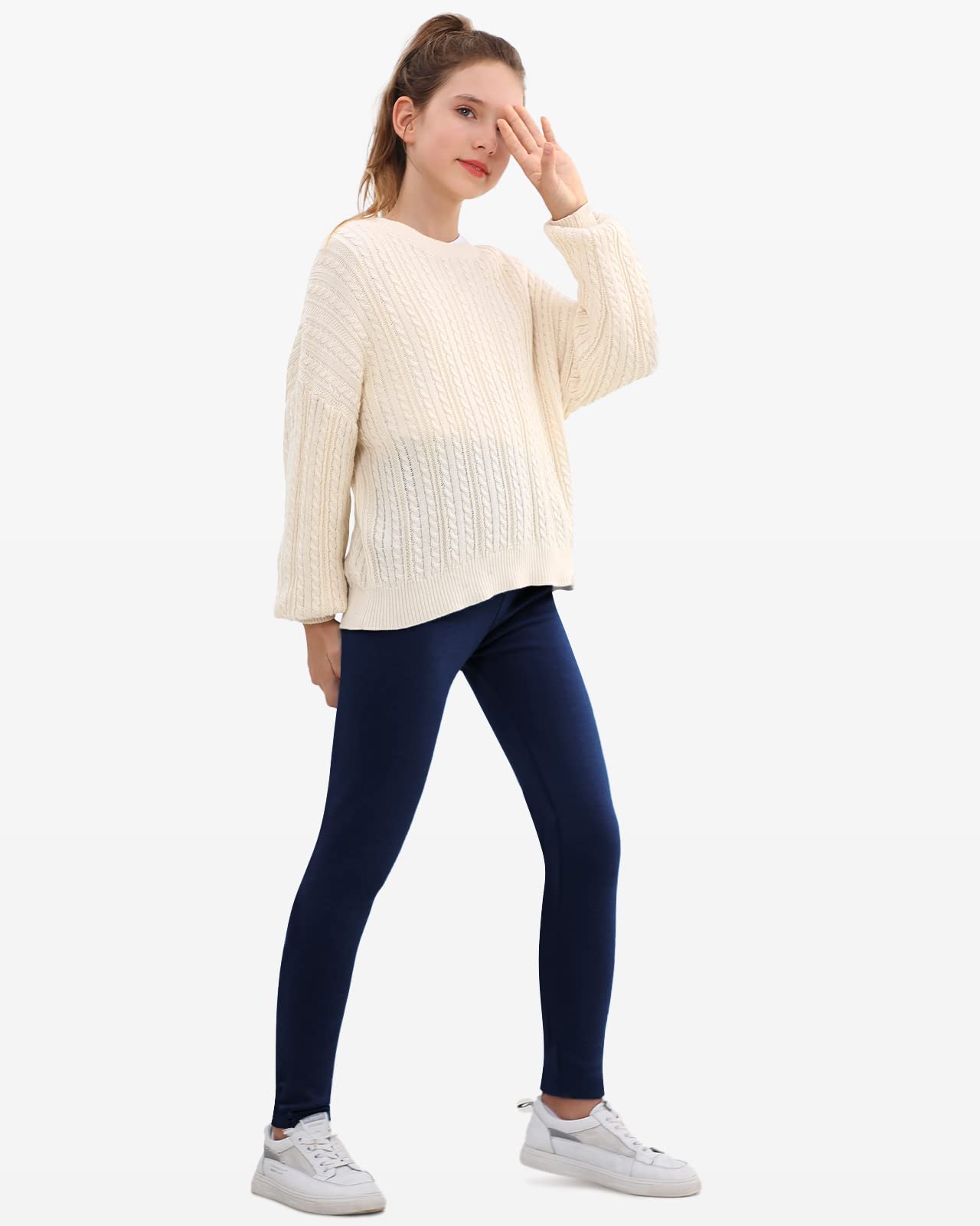 Domee Leggings Felpati Termici Pantaloni Invernali Cotone Bambina Pacco da 2