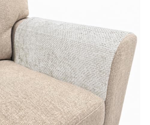 PBIEHSR Couch Arm Covers for Chair Sofa, Armrest Armchair Covers Non-Slip Recliner Slipcovers, Waterproof Headrest Cover (Off-White, 20 X 24 Inch/2 Pieces)