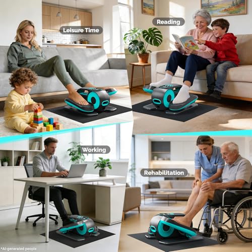 Image of Under Desk Elliptical Machine, 12 Speeds Leg Exerciser as Seen on TV with RF Remote Control for Seniors, Auto & HR Mode Quiet Portable Seated Pedal Exerciser for Home and Office