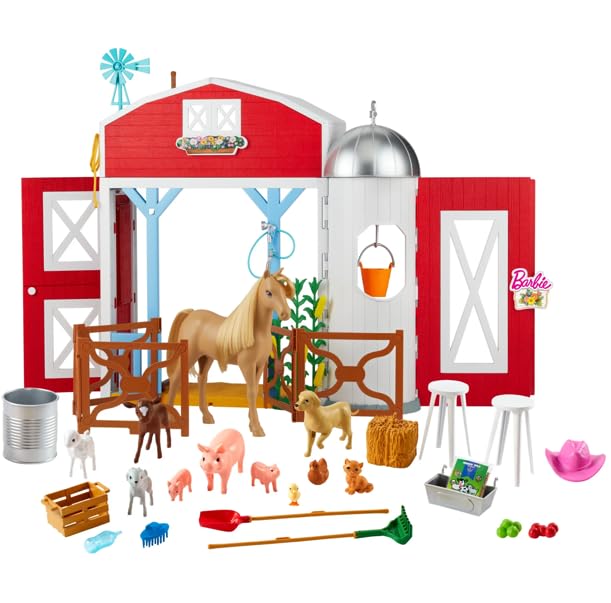 Barbie Horse Barn Playset With 25+ Accessories And 11 Animal Figures