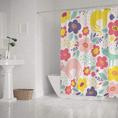 Rideau de douche lavable en polyester imperméable 183x183 cm avec 12 crochets de fixation