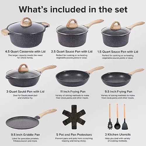 JEETEE-Pots-and-Pans-Set-Nonstick-Induction-Cookware-Sets-21-Pcs-wFrying-Pan-Saucepan-Saute-Pan-Griddle-Pan-PFOA-Free