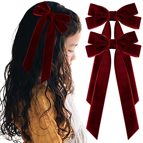 2 piezas lazos de terciopelo rojo para cabello miniatura 2