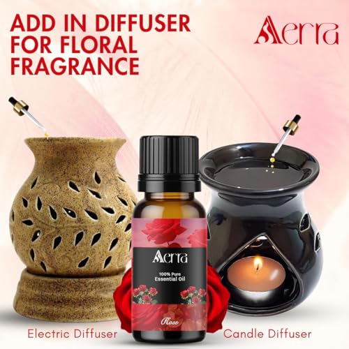 Image of Aerra Serenity Duo - Lavender & Rose Essential Oil Combo (2 x 15ml) - Pure Aroma Oils for Diffuser, Puja, DIY - Vegan