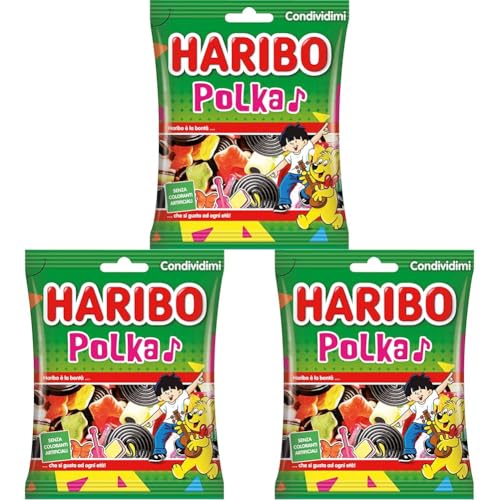 Haribo Polka, Caramelle Gommose, Gusto Frutta E Liquirizia, Ideali Per
