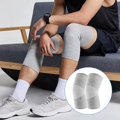 2 Stück Bambus Kniebandage Damen Arthrose,Bandagen Knie,Einstellbare Knee Support Bandage Kniebandage Damen Männer Knie Kompression für Volleyball/Training/Kniebandage Arthrose/Kniebandage Sport(L)
