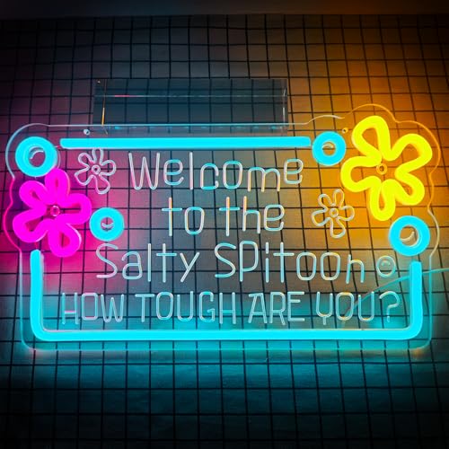Image of Welcome to The Salty Spittoon Neon Sign for Wall Decor Ocean Neon Sign Dimmable USB Ocean Night Light for Game Room Bedroom Birthday Wedding Party Gifts