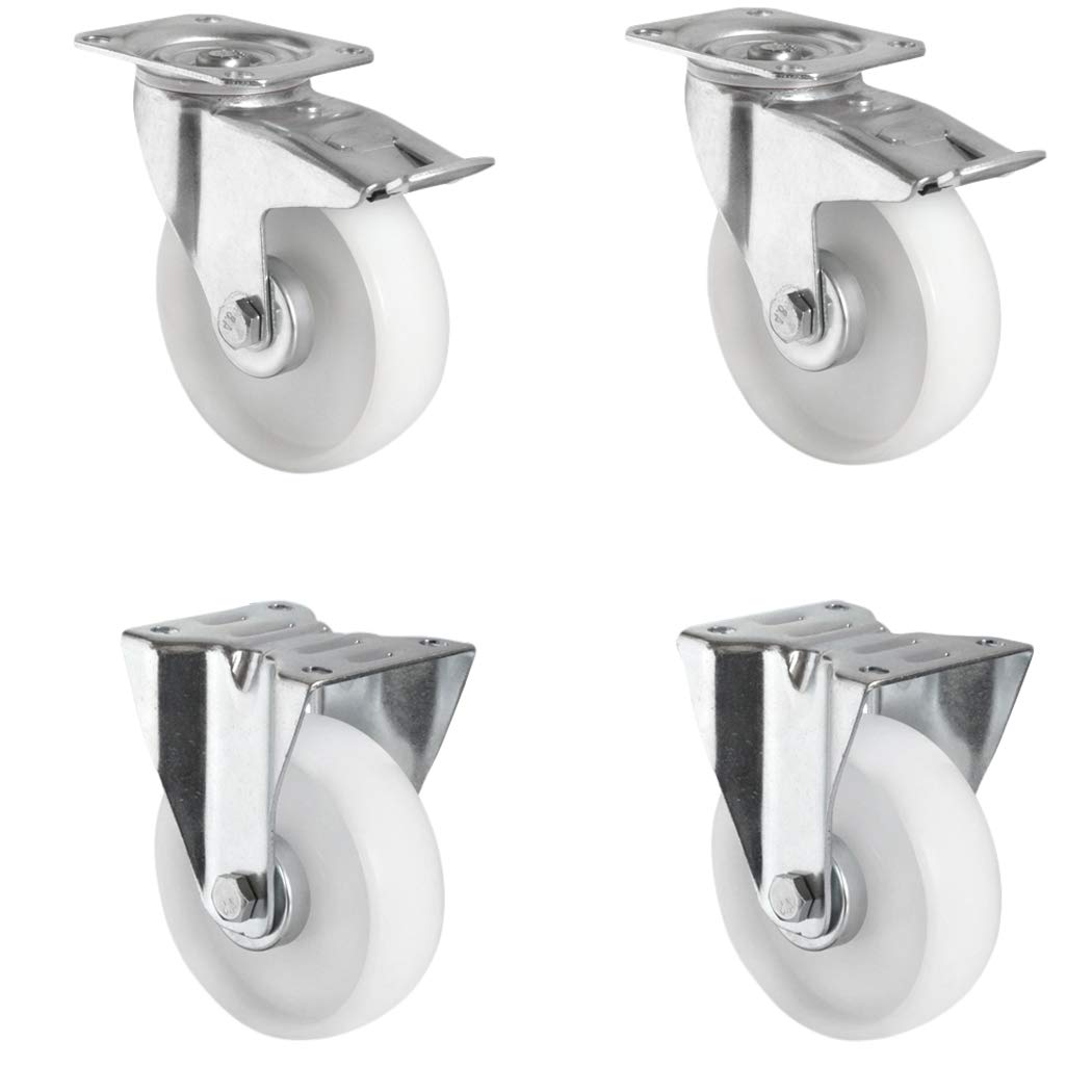 settpfp200p0p 0r1 W rollo de 2 ruedas con tope, 2 ruedas fijas, polipropileno, 200 mm de diámetro, ruedas de transporte, plástico, carga 750 kg (4 unidades)