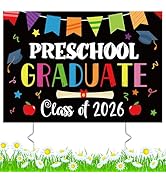 Preschool Grad Yard Sign Class of 2026 Kindergarten Graduate Lawn Sign with Stake School Congrats...