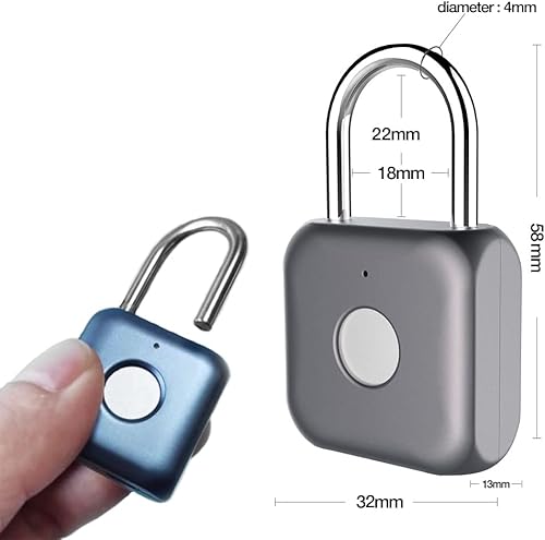 Miniatura 3 de eLinkSmart Candado de huellas dactilares - Cerradura de combinación sin llave de metal azul para gimnasio casillero escolar mochila maleta equipaje