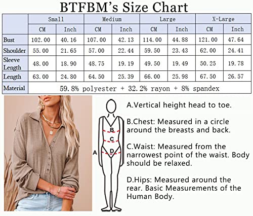 Btfbm Women Casual Button Down V Neck Blouses Long Sleeve Solid Color Stand Collar Knitted Tops Cute Relaxed Fit Shirts(Solid Brown, Small) #TOP4