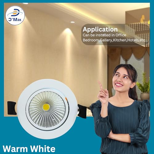 Image of D'Mak Moveble LED COB Light | Recessed LED Ceiling Light for Indoor Lighting | Warm White Color | Aluminium Body (5, 12 Watt)