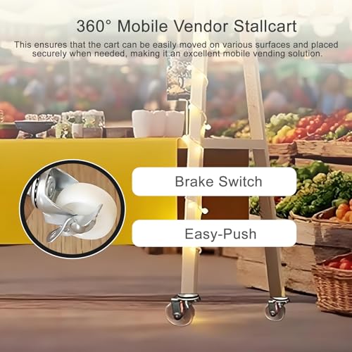 Espositore mobile in legno carrello alimentare su ruote per eventi e mercatini all'aperto ideale per fiere e uso commerciale 120 cm