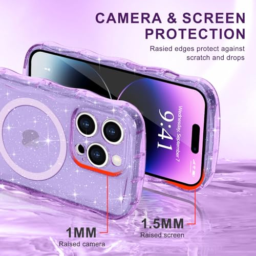 Pepmune Magnetic for iPhone 14 Pro Case Clear Glitter, Purple by Pepmune - Used condition - Image 4