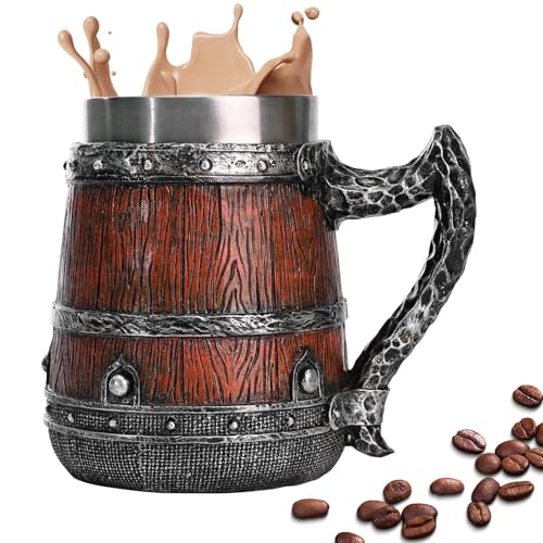 XLDZ Boccale da birra vintage in ceramica dipinta a mano con coperchio incernierato, tazza tradizionale da collezione in peltro