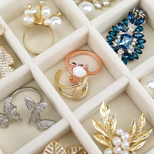 Acrylic Jewelry Box with 5 Drawers, Clear Earring Storage Organizer Display Case for Women Girls, Beige3