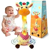 MIAODAM Dancing Talking Giraffe Stuffed Animals, Singing 10 Children's Song, Repeats What You Say, Colorful Glowing Giraffe Plush Baby Toys for Toddlers 1-3 Years，Easter Day Gifts for Kids